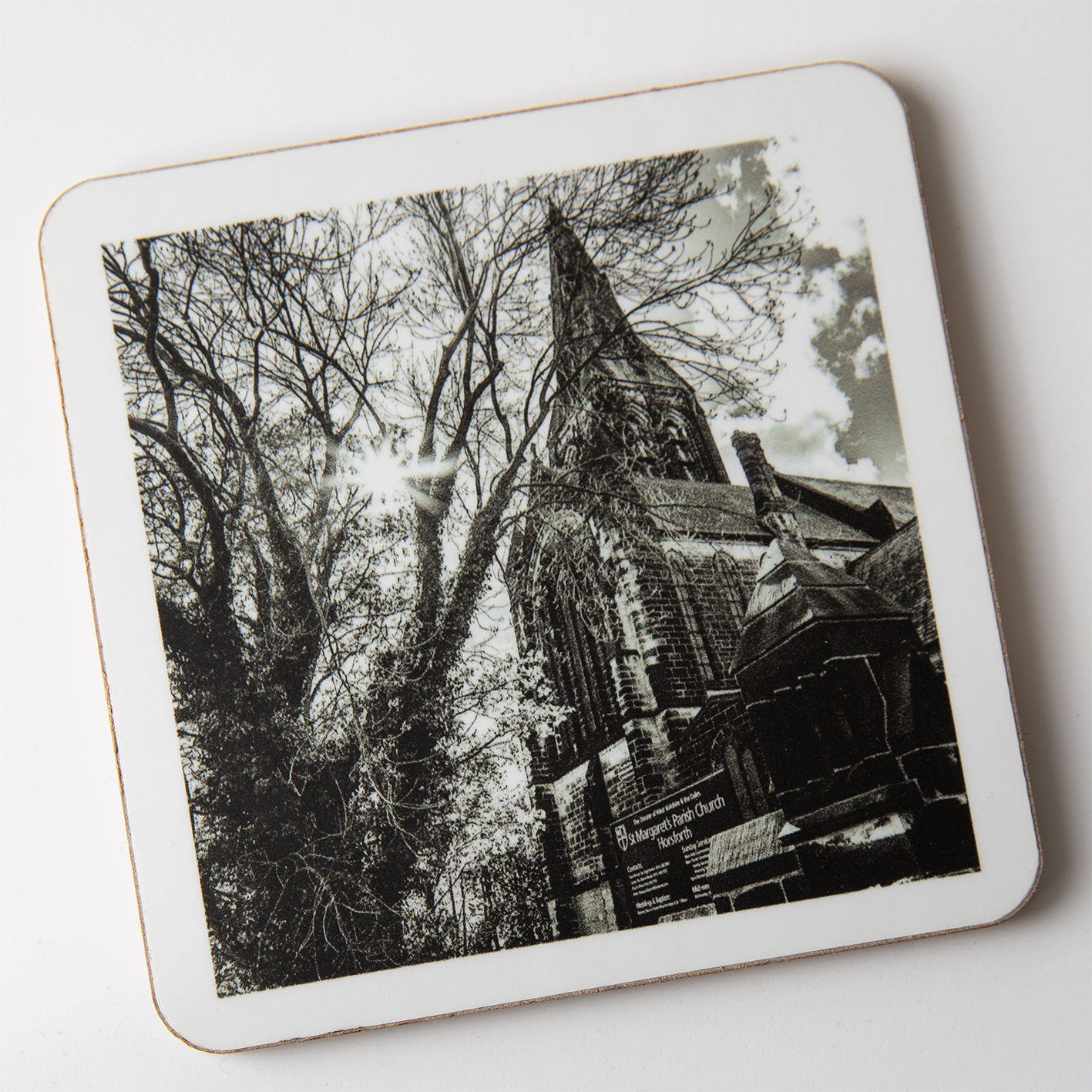 Horsforth Coaster 10 -  St Margarets church Monochrome coaster