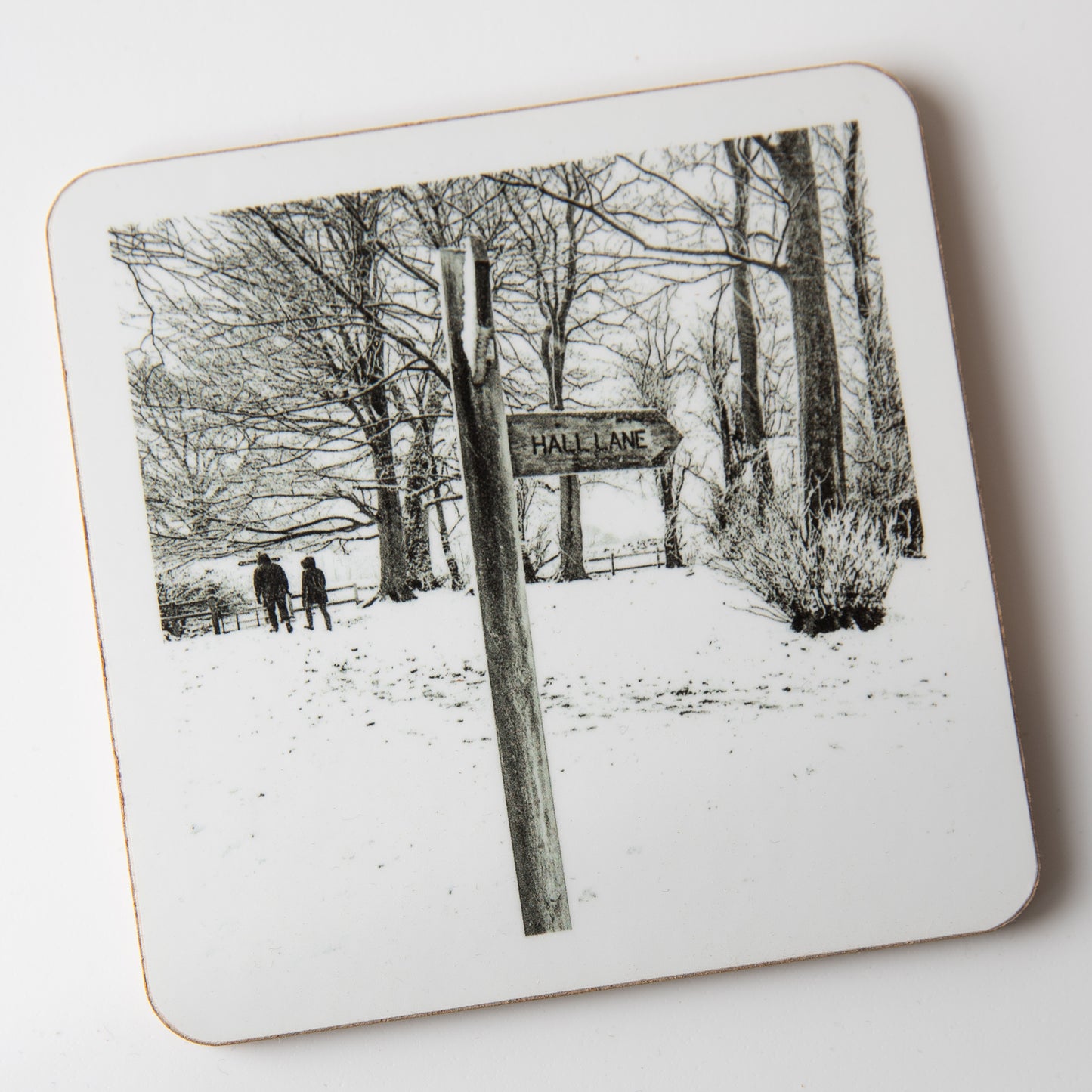 Horsforth coaster - Hunger Hills, Hall Lane sign Monochrome coaster