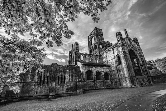 Kirkstall Abbey Autumn Mono print