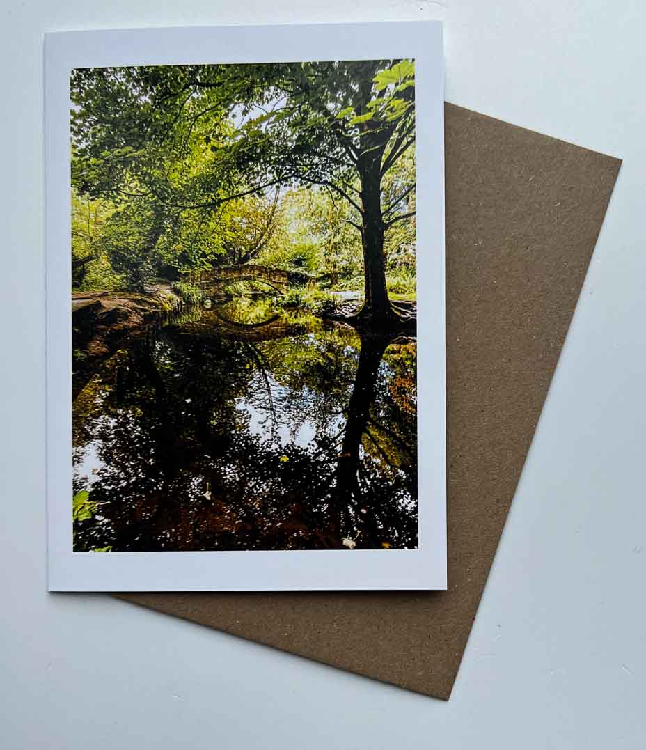 Meanwood Bridge reflection art card | RJ Heald Photography