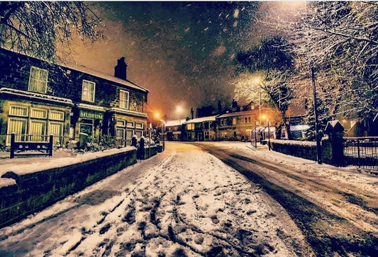 Town Street Snow Scene Horsforth Colour