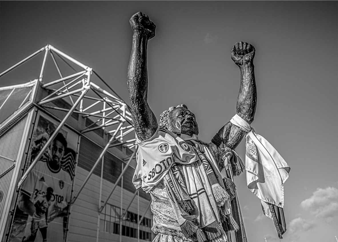 Billy Bremner statue mono print, Elland Road, Leeds