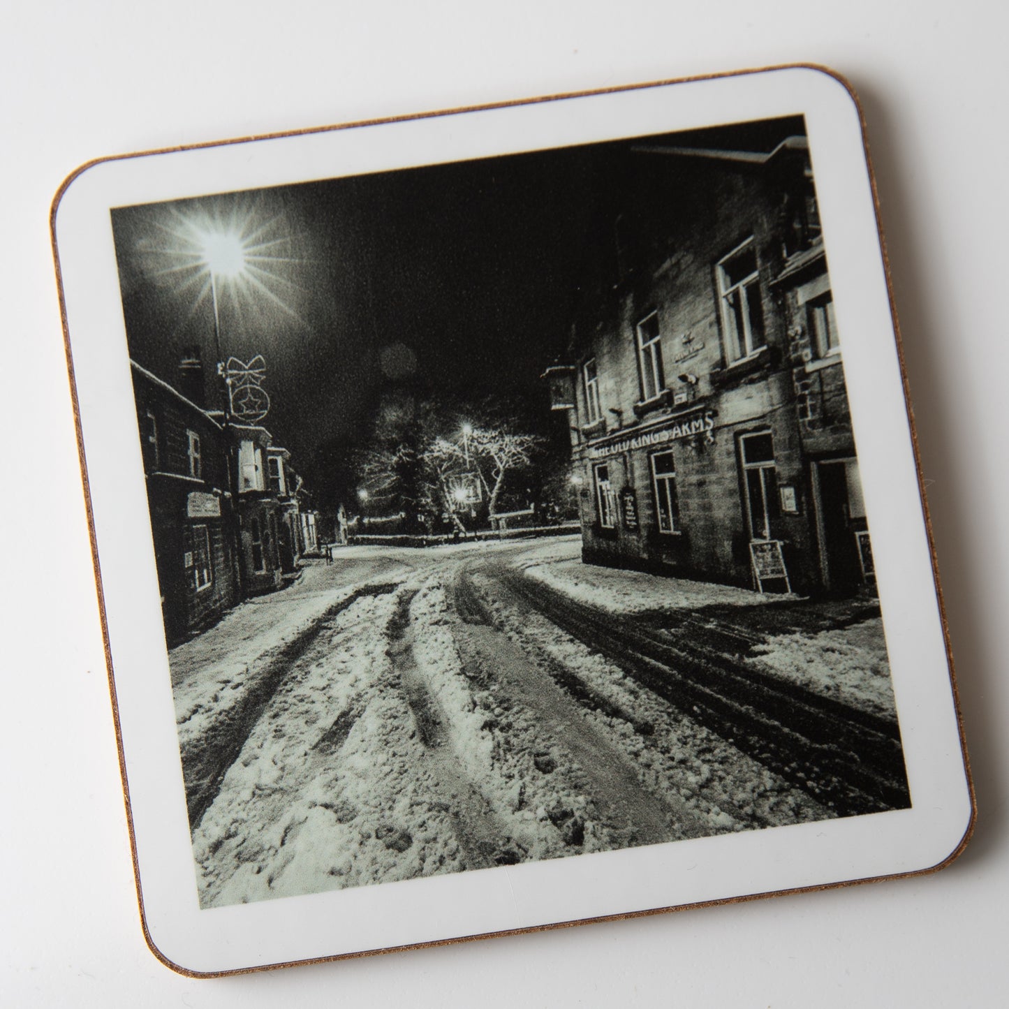 Horsforth Coaster 4 - Old Kings Arms Monochrome coaster