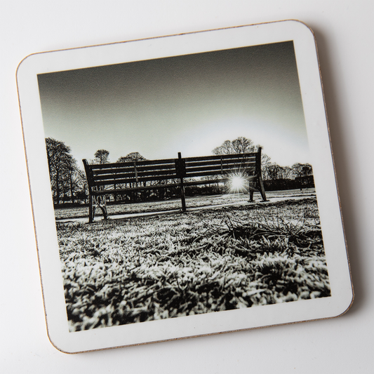 Horsforth coaster 5 -Natter Bench Monochrome coaster